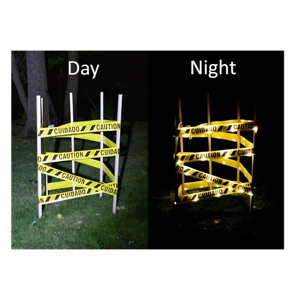 Lighted Tape LED Lighted High Visibility Yellow Caution Tape 33 Feet